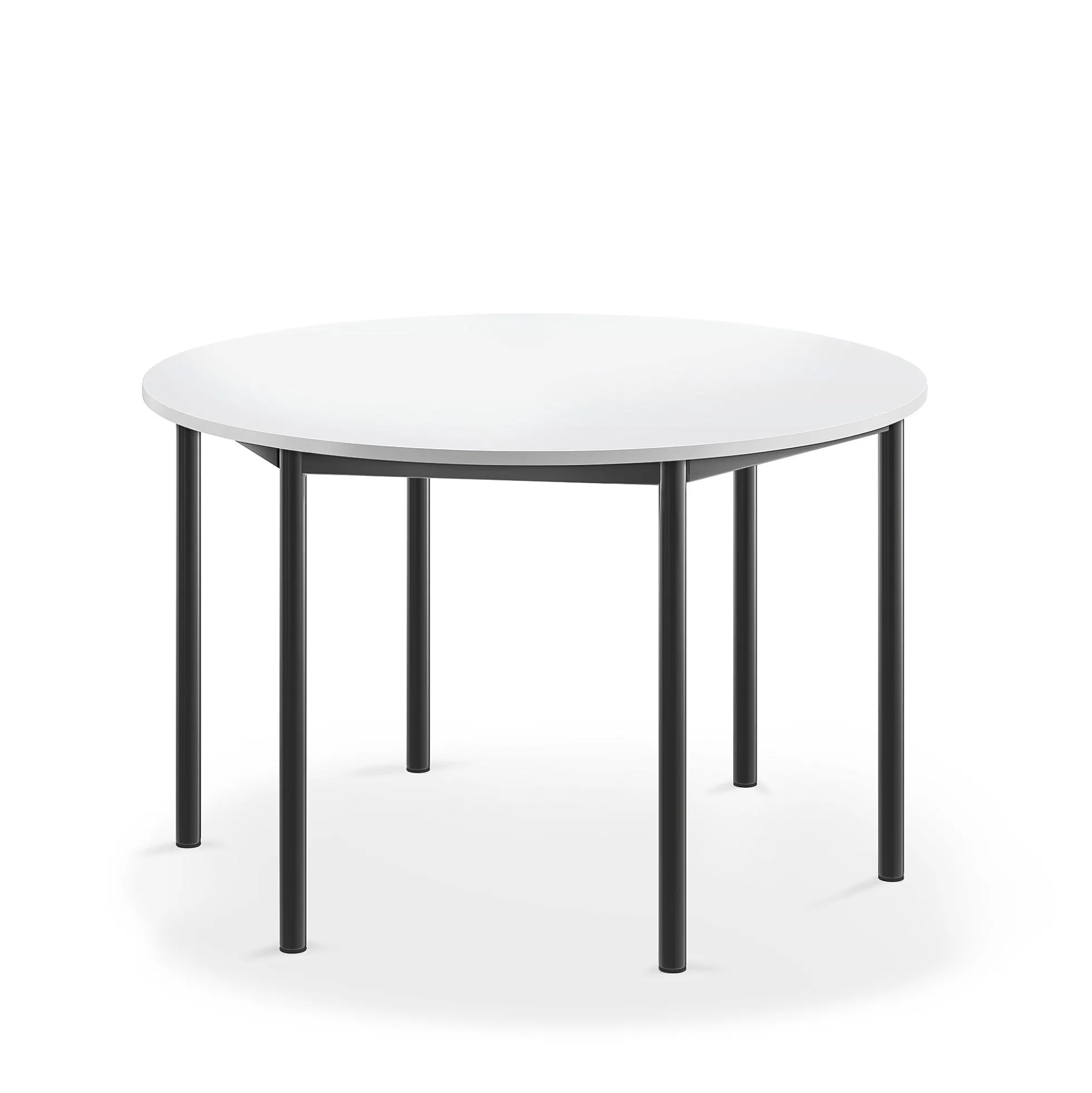 Pöytä SONITUS Pyöreä, Ø1200x720 mm, korkeapainelaminaatti HPL, valkoinen, antrasiitinharmaa