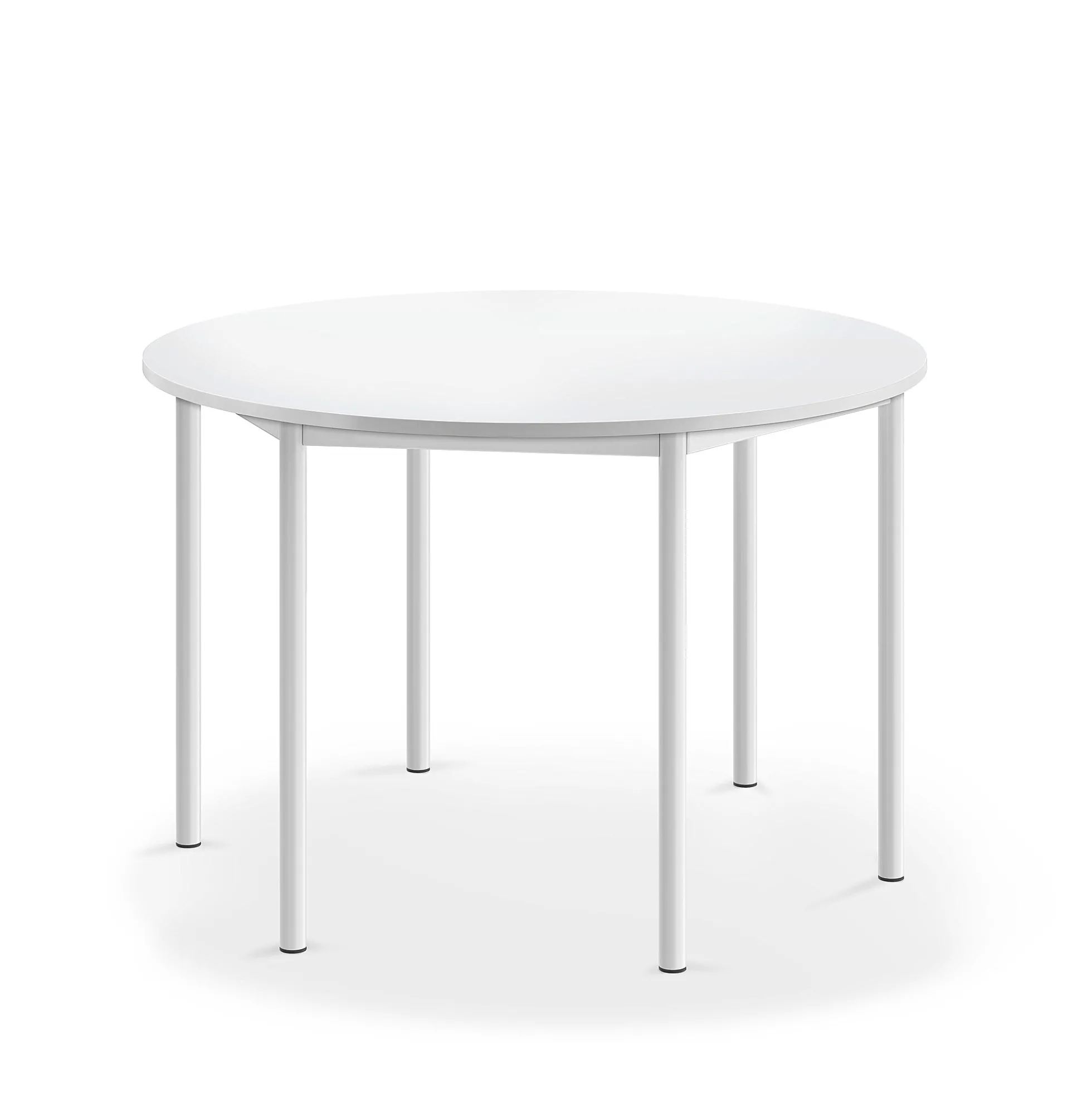 Pöytä SONITUS Pyöreä, Ø1200x760 mm, korkeapainelaminaatti HPL, valkoinen, valkoinen