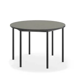 Pöytä SONITUS Pyöreä, Ø 1200x760 mm, tummanharmaa linoleumi, antrasiitinharmaa