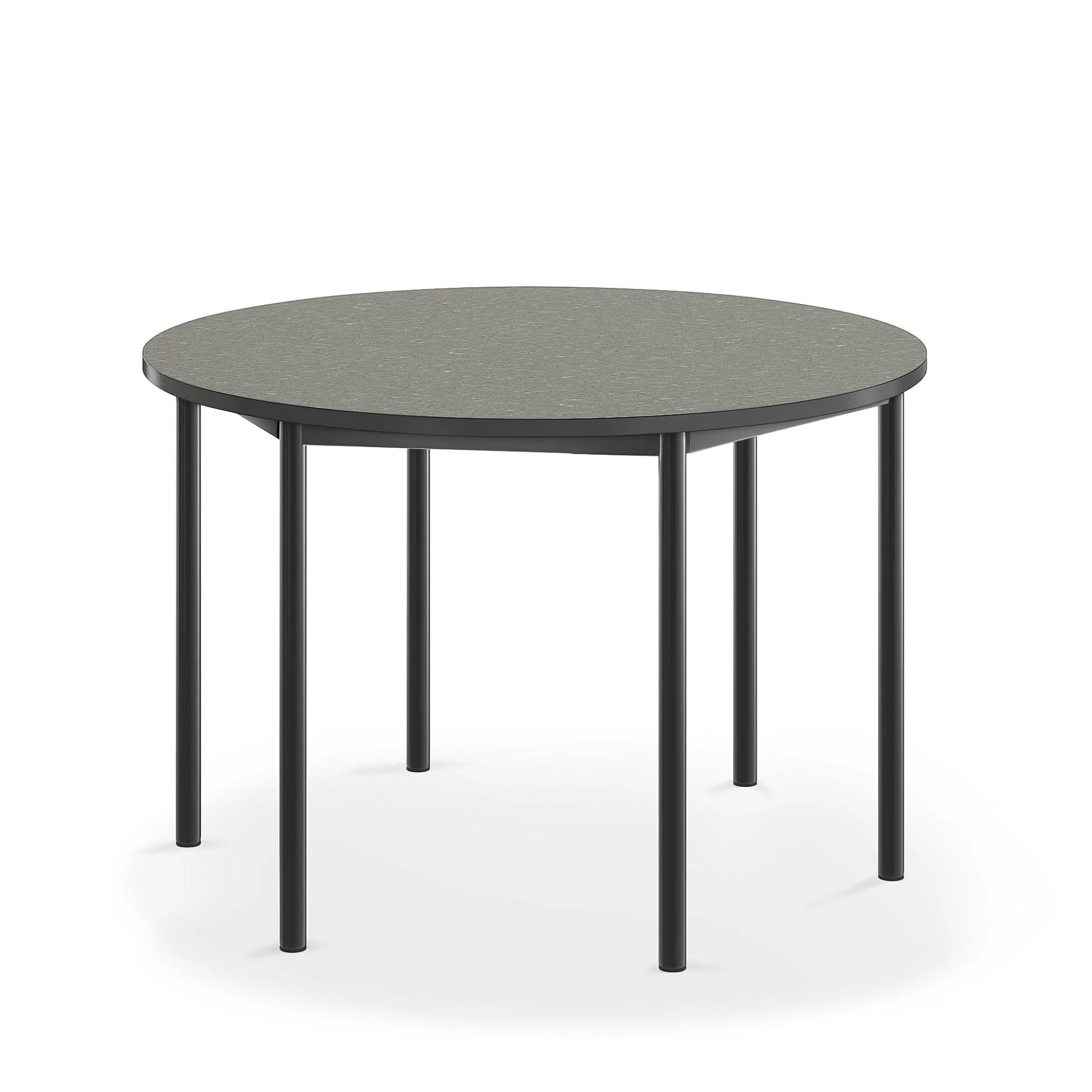 Pöytä SONITUS Pyöreä, Ø 1200x760 mm, tummanharmaa linoleumi, antrasiitinharmaa