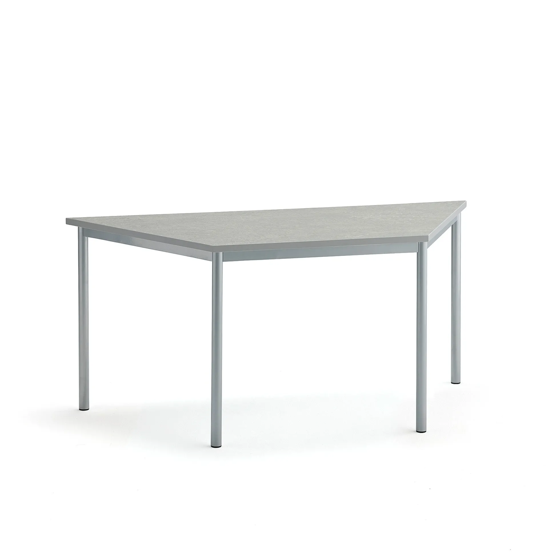 Pöytä SONITUS TRAPETS 1600x800x720 mm, harmaa linoleumi, hopeanharmaa
