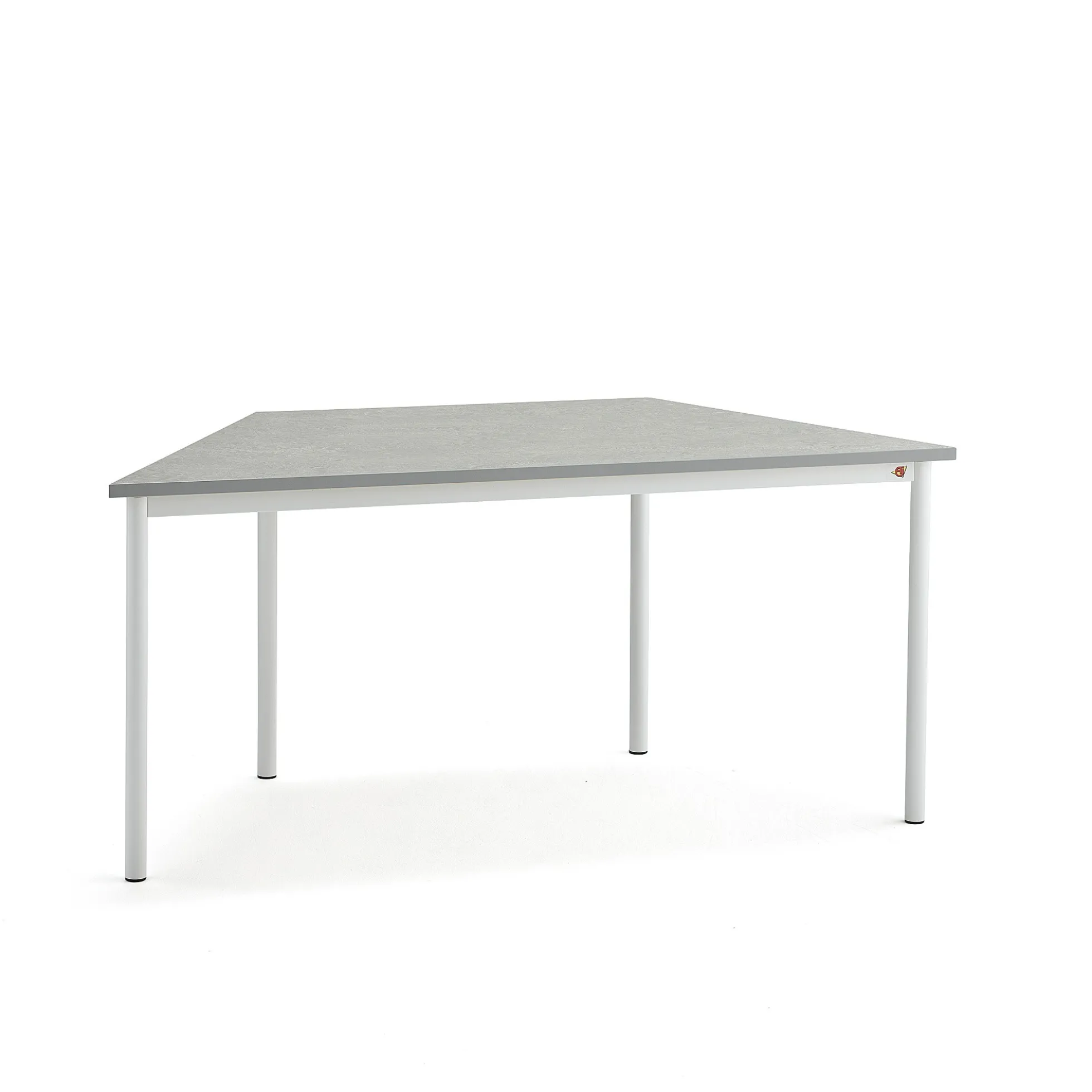 Pöytä SONITUS TRAPETS 1600x800x720 mm, harmaa linoleumi, valkoinen