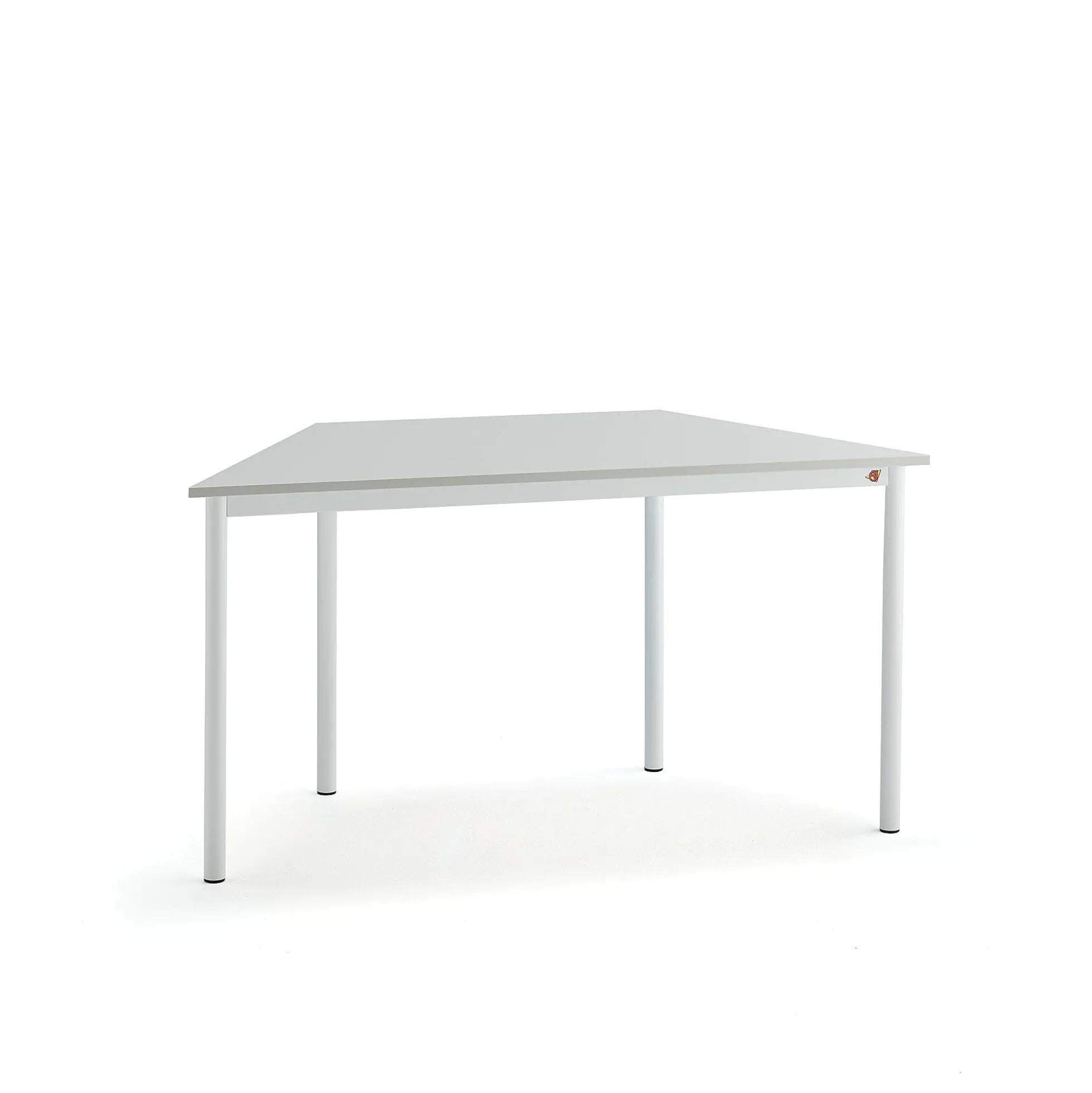 Pöytä SONITUS TRAPETS 1200x600x720 mm, korkeapainelaminaatti HPL, harmaa, valkoinen