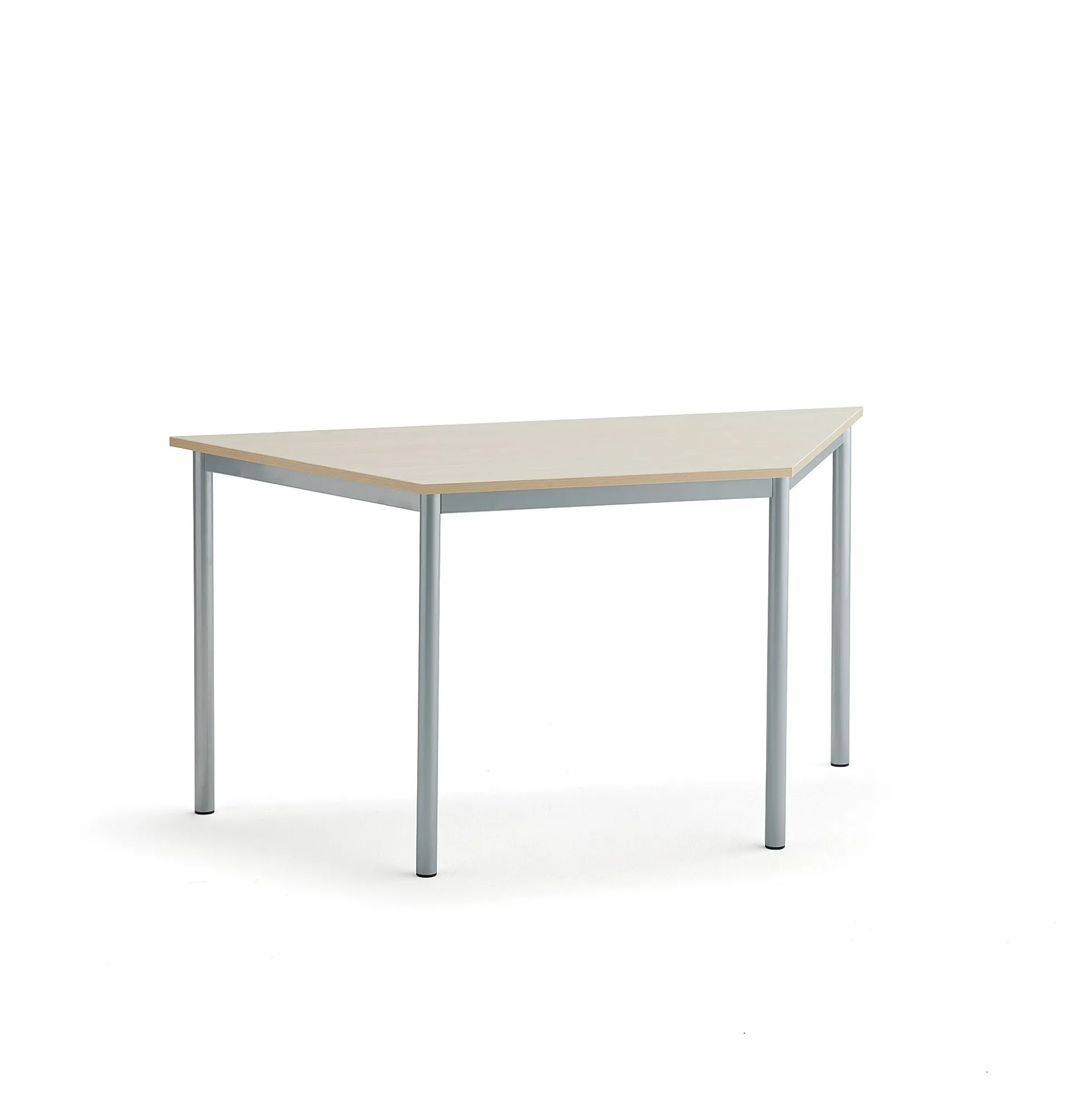 Pöytä SONITUS TRAPETS 1400x700x720 mm, korkeapainelaminaatti HPL, koivu, hopeanharmaa