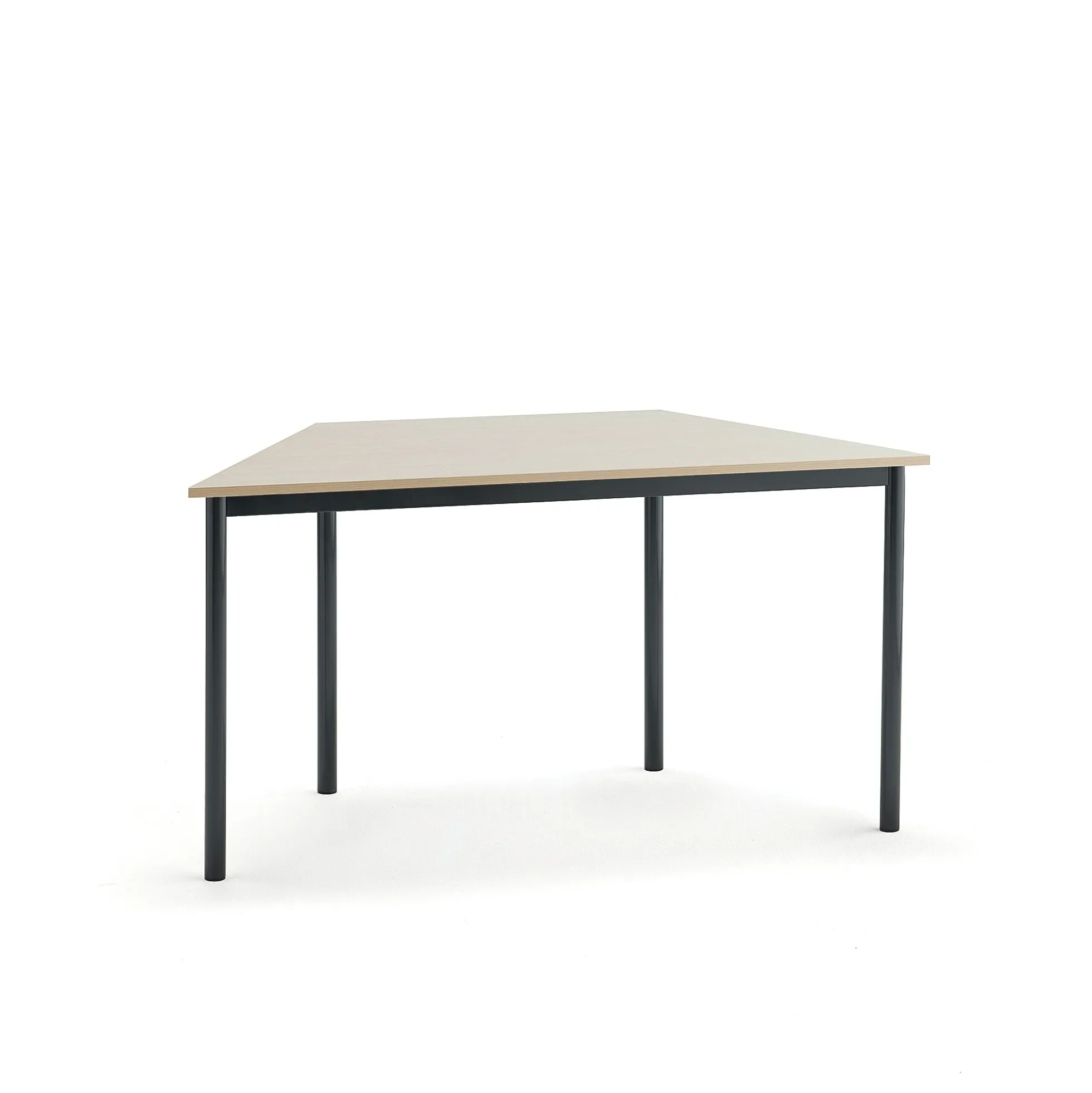 Pöytä SONITUS TRAPETS 1400x700x720 mm, korkeapainelaminaatti HPL, koivu, antrasiitinharmaa