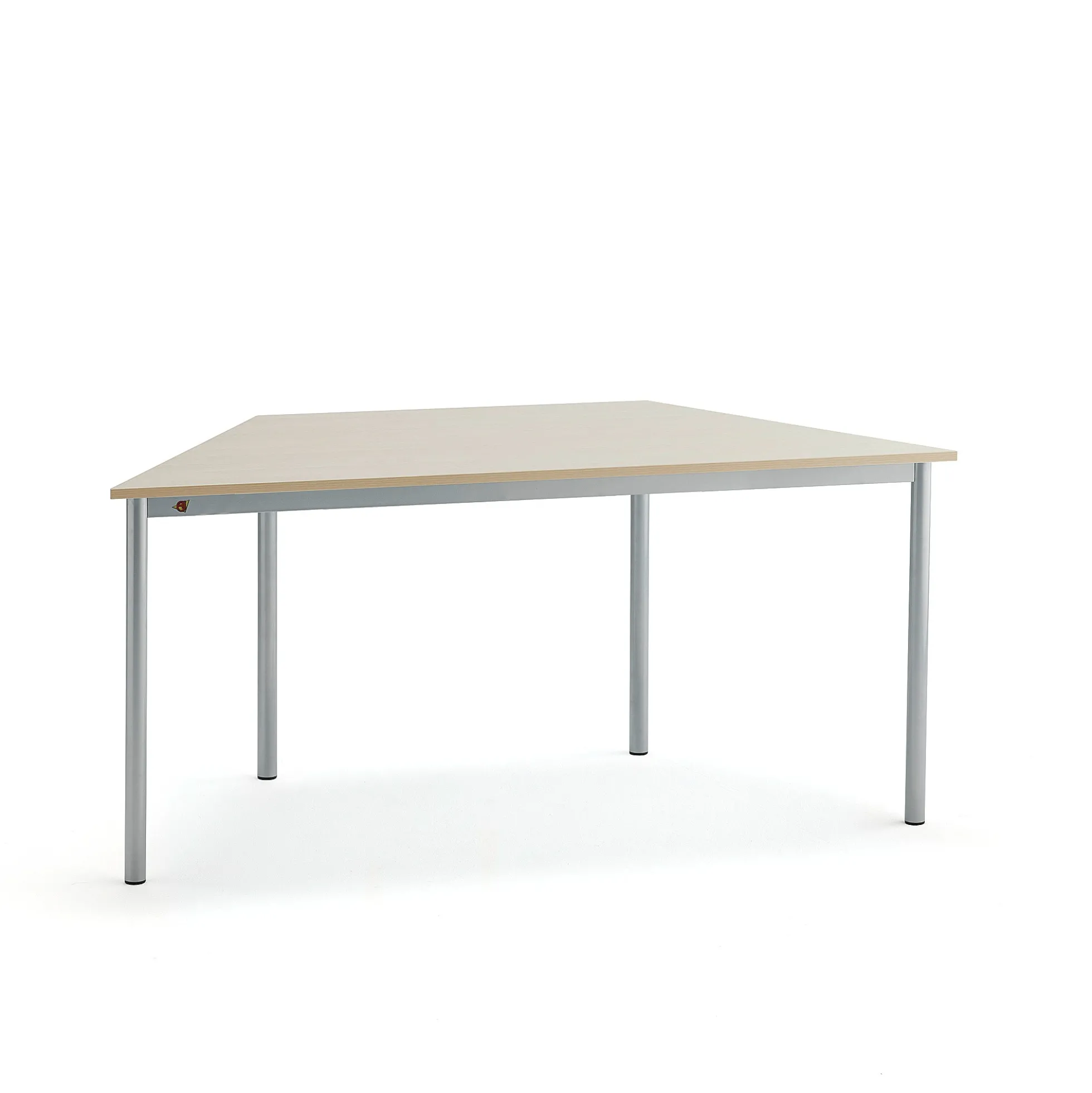 Pöytä SONITUS TRAPETS 1600x800x720 mm, korkeapainelaminaatti HPL, koivu, hopeanharmaa