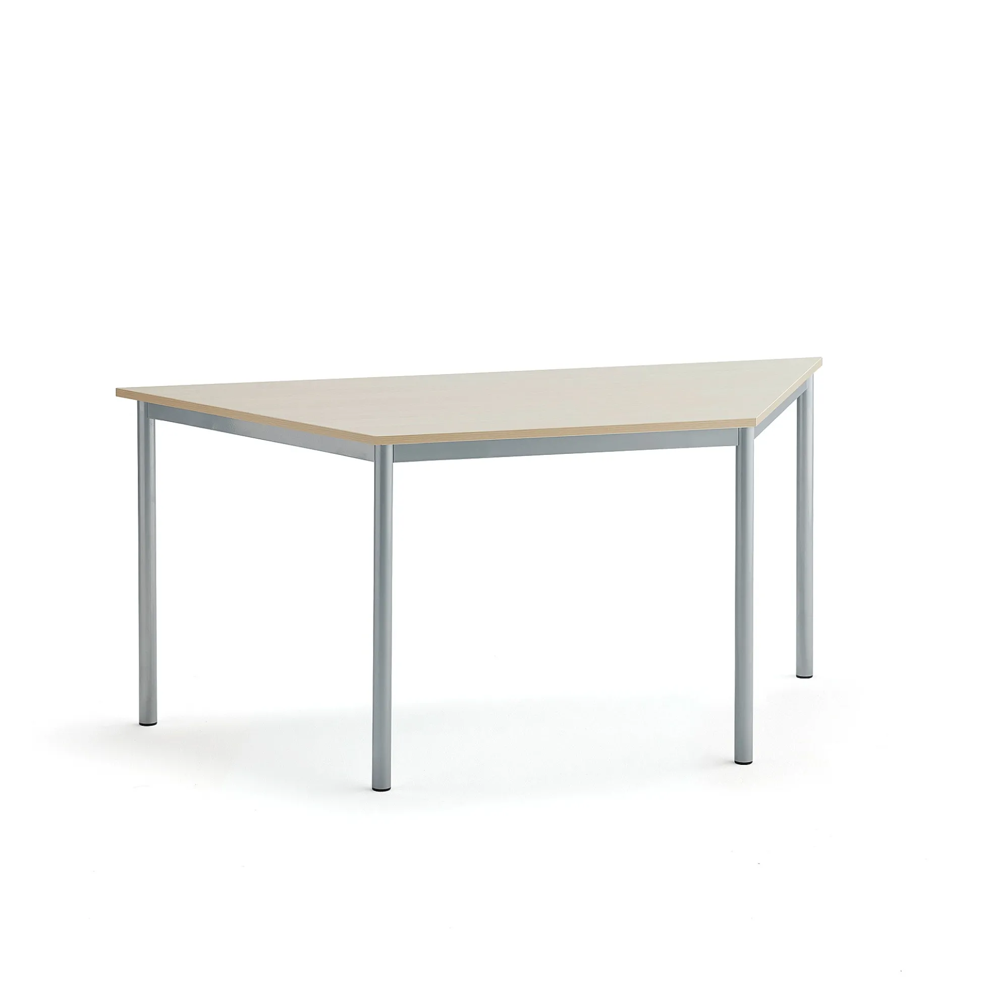 Pöytä SONITUS TRAPETS 1600x800x720 mm, korkeapainelaminaatti HPL, koivu, hopeanharmaa