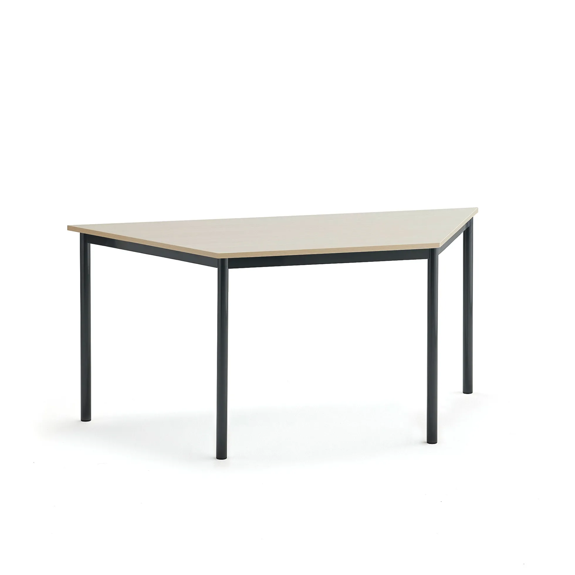 Pöytä SONITUS TRAPETS 1600x800x720 mm, korkeapainelaminaatti HPL, koivu, antrasiitinharmaa