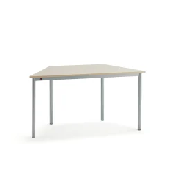 Pöytä SONITUS TRAPETS 1200x600x720 mm, korkeapainelaminaatti HPL, koivu, hopeanharmaa