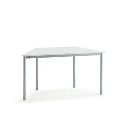 Pöytä SONITUS TRAPETS 1400x700x720 mm, korkeapainelaminaatti HPL, valkoinen, hopeanharmaa