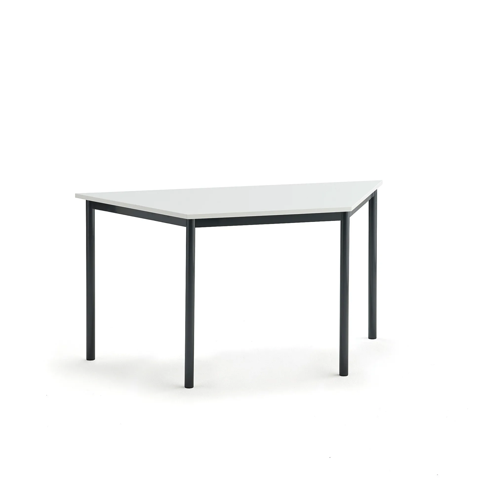 Pöytä SONITUS TRAPETS 1400x700x720 mm, korkeapainelaminaatti HPL, valkoinen, antrasiitinharmaa