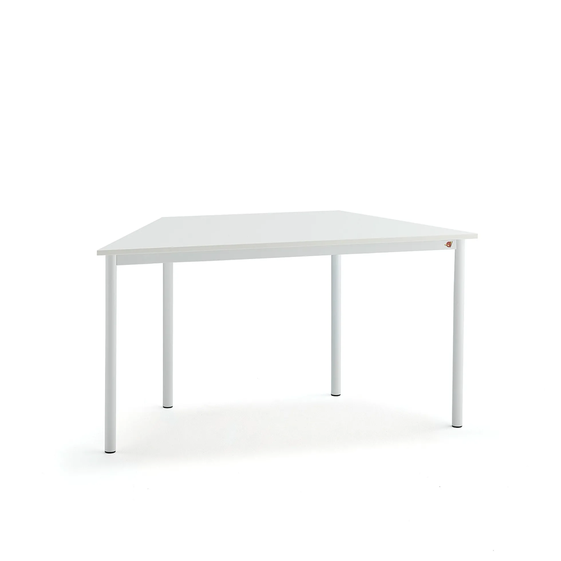 Pöytä SONITUS TRAPETS 1200x600x720 mm, korkeapainelaminaatti HPL, valkoinen, valkoinen