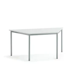 Pöytä SONITUS TRAPETS 1600x800x720 mm, korkeapainelaminaatti HPL, valkoinen, hopeanharmaa