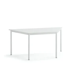 Pöytä SONITUS TRAPETS 1600x800x720 mm, korkeapainelaminaatti HPL, valkoinen, valkoinen
