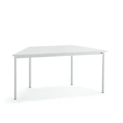 Pöytä SONITUS TRAPETS 1600x800x720 mm, korkeapainelaminaatti HPL, valkoinen, valkoinen