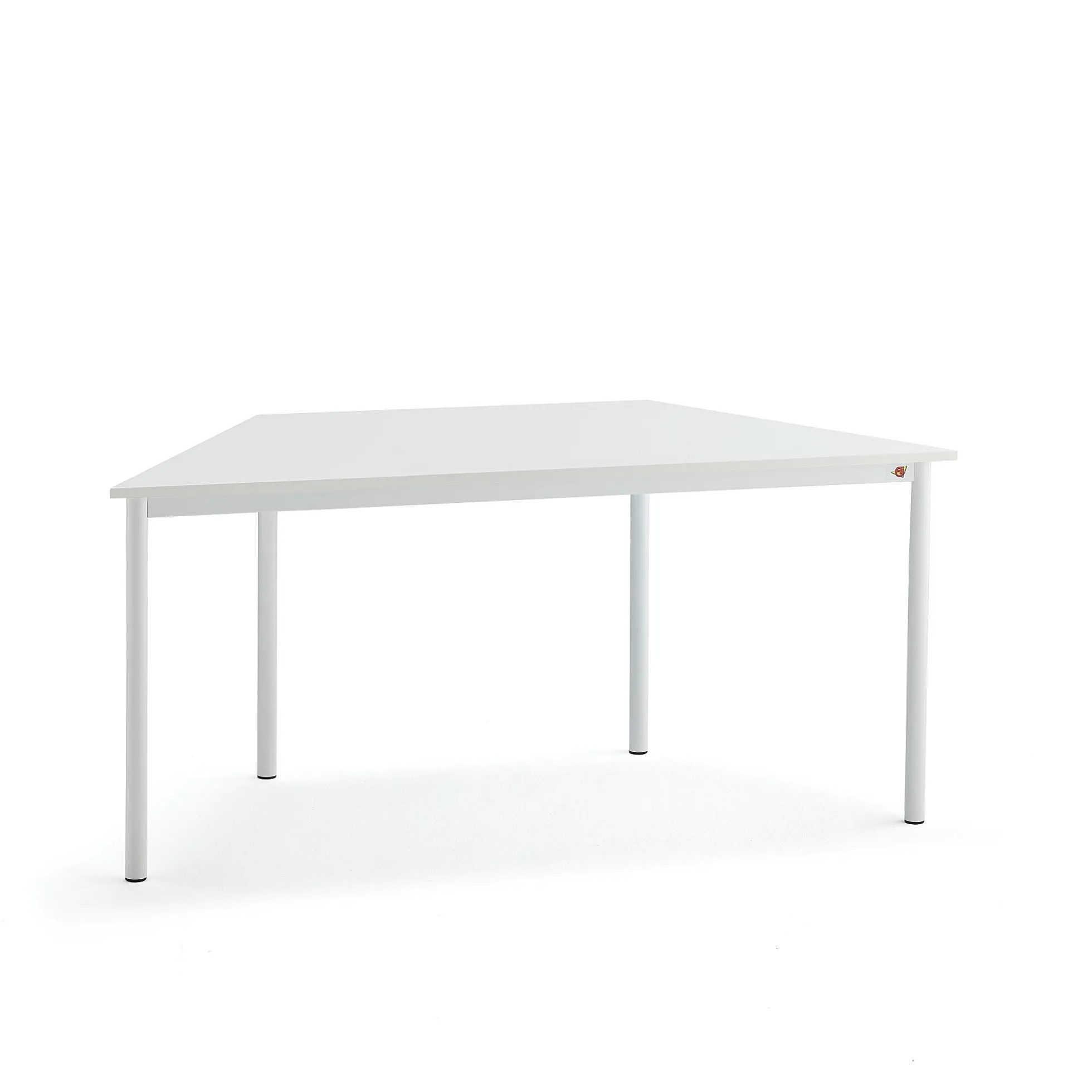 Pöytä SONITUS TRAPETS 1600x800x720 mm, korkeapainelaminaatti HPL, valkoinen, valkoinen