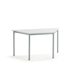 Pöytä SONITUS TRAPETS 1200x600x720 mm, korkeapainelaminaatti HPL, valkoinen, hopeanharmaa