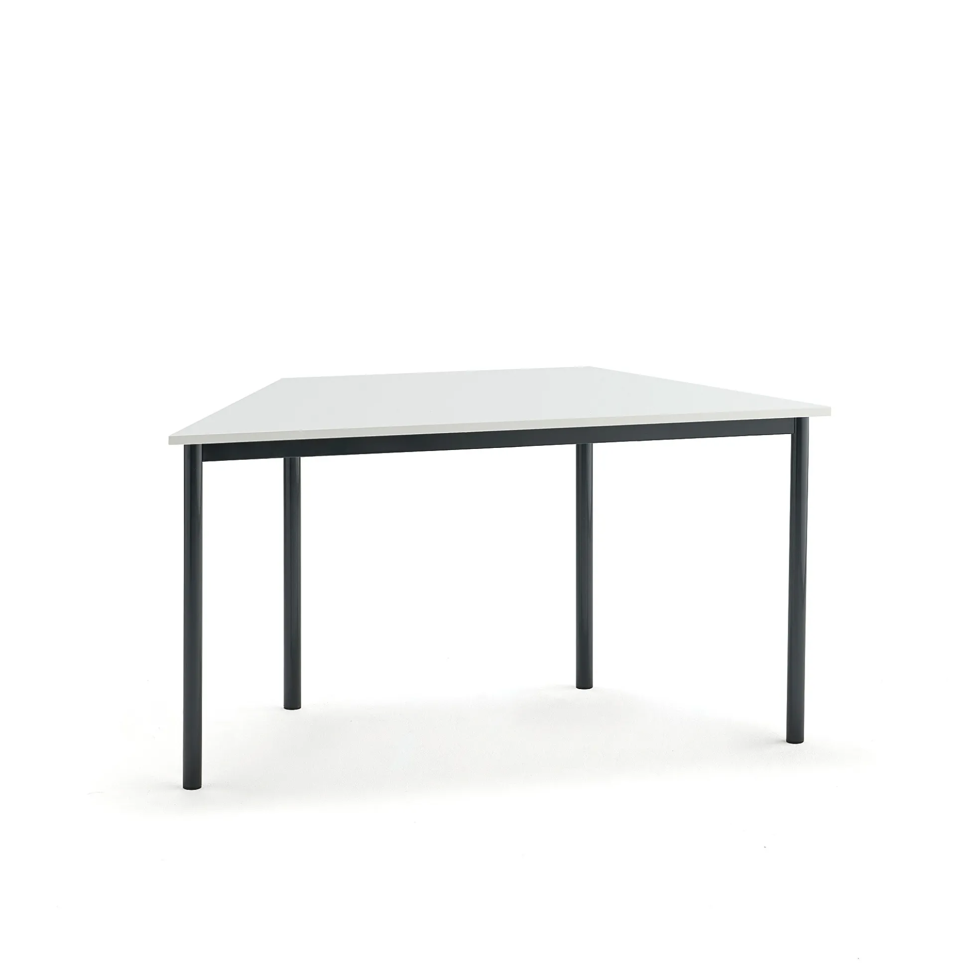Pöytä SONITUS TRAPETS 1200x600x720 mm, korkeapainelaminaatti HPL, valkoinen, antrasiitinharmaa