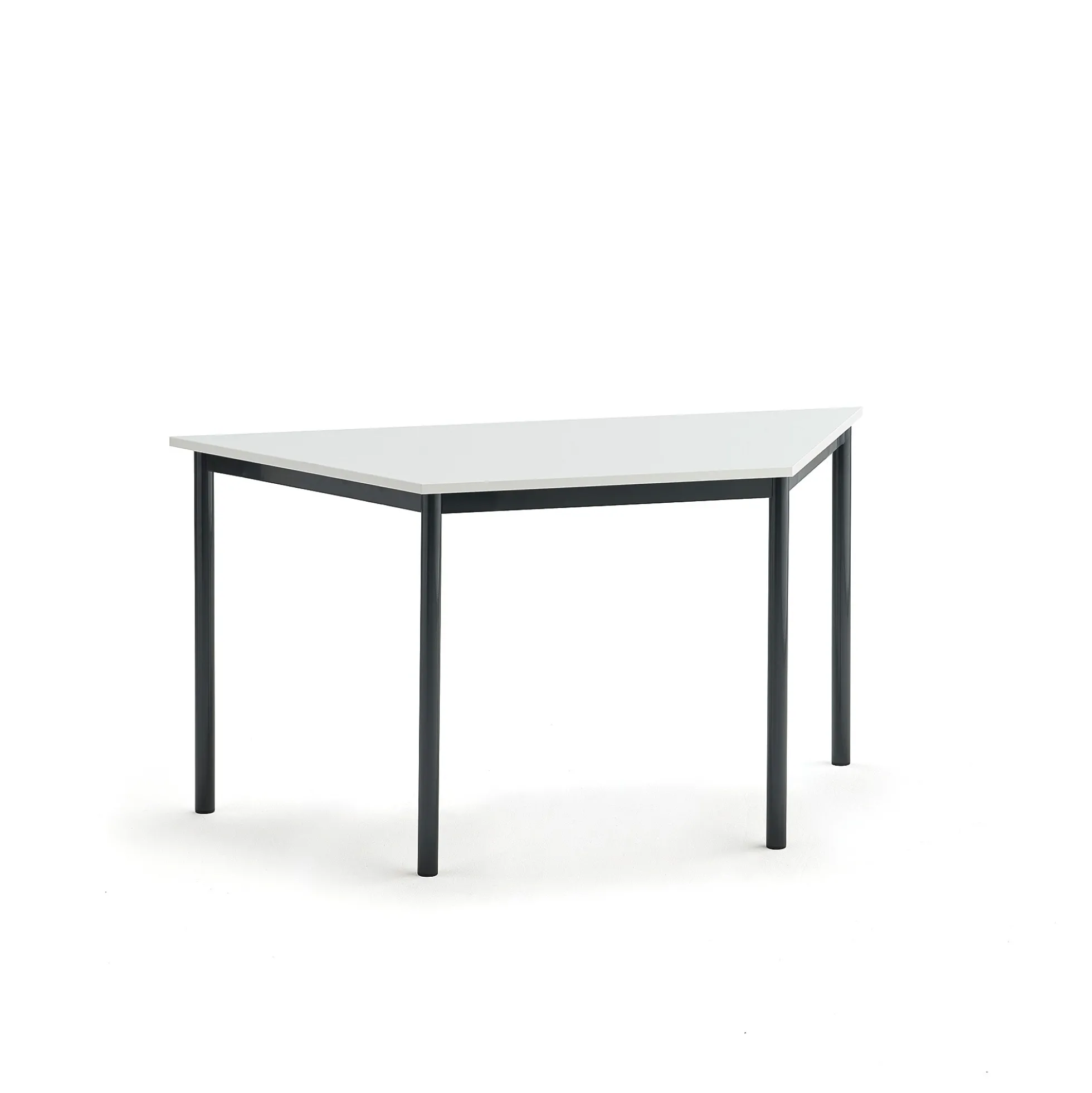 Pöytä SONITUS TRAPETS 1200x600x720 mm, korkeapainelaminaatti HPL, valkoinen, antrasiitinharmaa