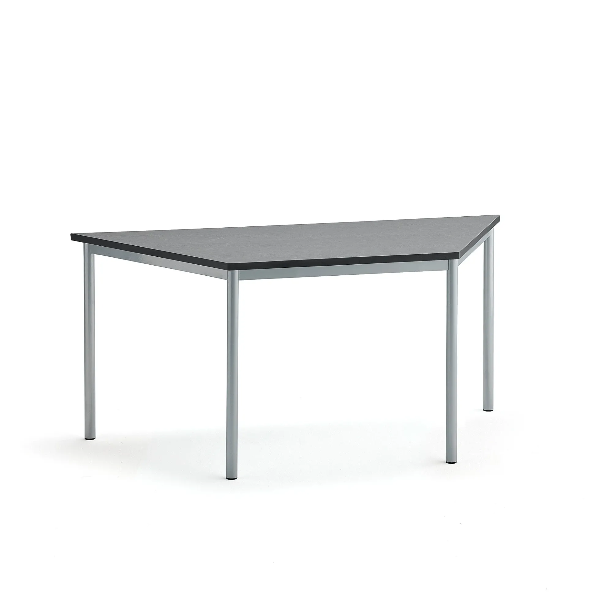 Pöytä SONITUS TRAPETS 1600x800x720 mm, tummanharmaa linoleumi, hopeanharmaa