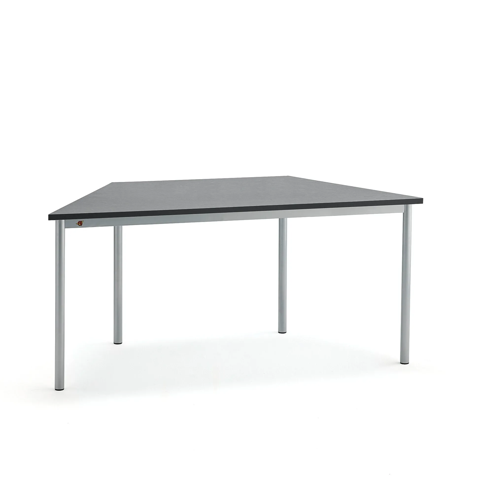 Pöytä SONITUS TRAPETS 1600x800x720 mm, tummanharmaa linoleumi, hopeanharmaa