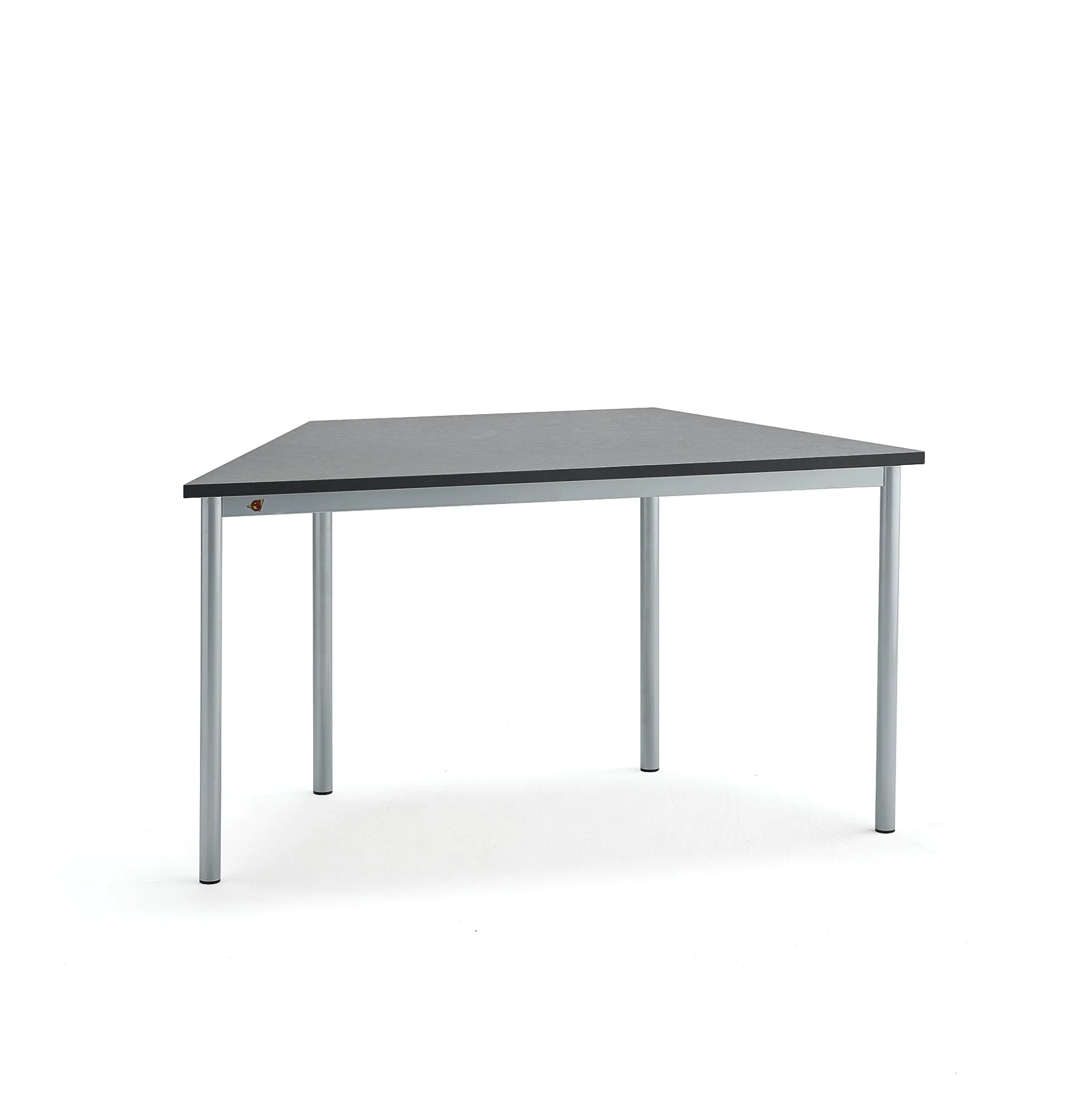 Pöytä SONITUS TRAPETS 1400x700x720 mm, tummanharmaa linoleumi, hopeanharmaa