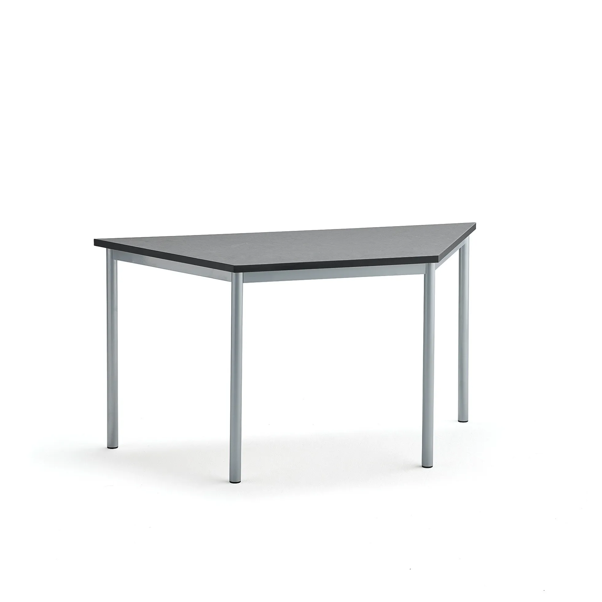 Pöytä SONITUS TRAPETS 1400x700x720 mm, tummanharmaa linoleumi, hopeanharmaa