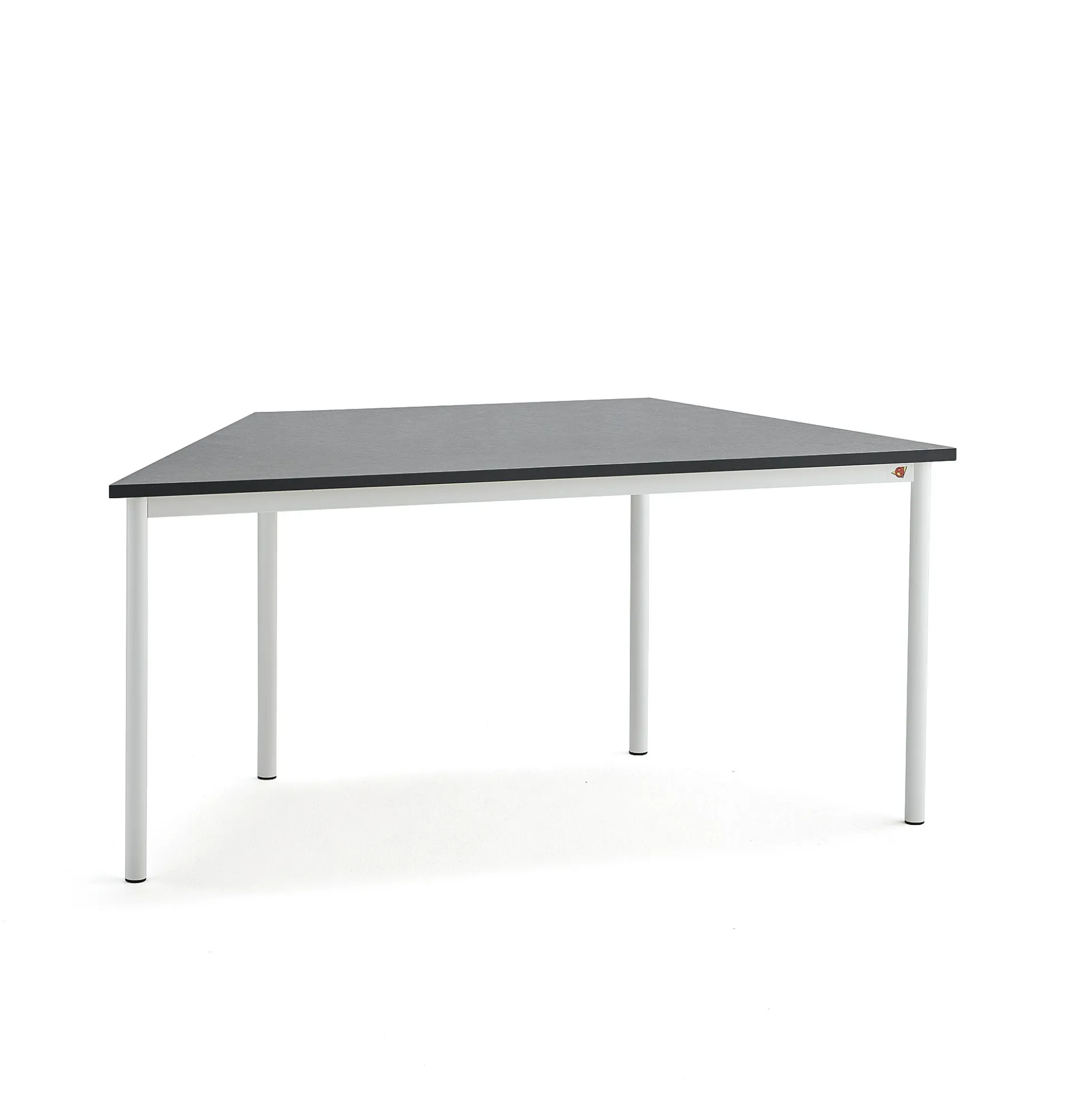 Pöytä SONITUS TRAPETS 1600x800x720 mm, tummanharmaa linoleumi, valkoinen