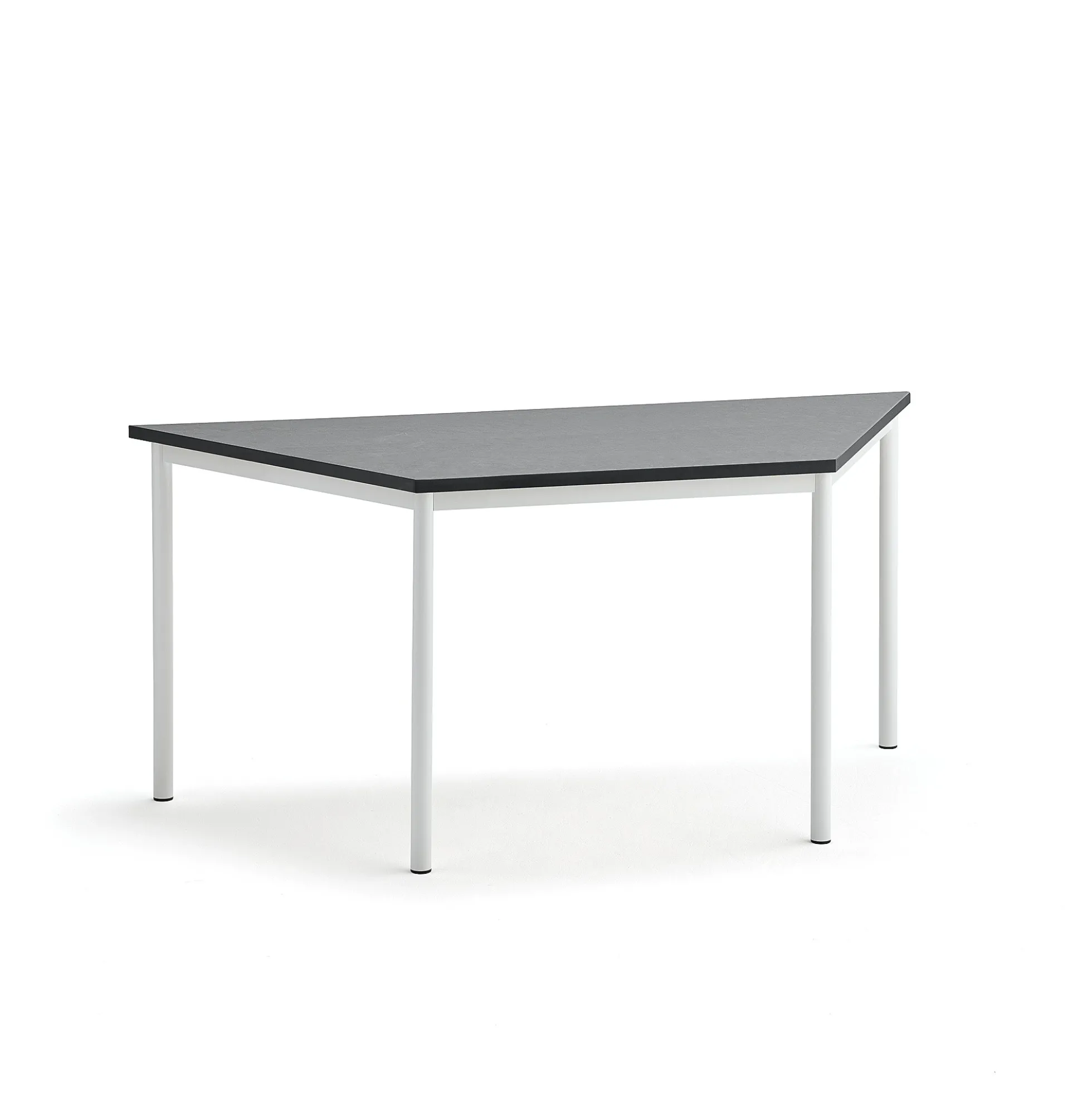 Pöytä SONITUS TRAPETS 1600x800x720 mm, tummanharmaa linoleumi, valkoinen