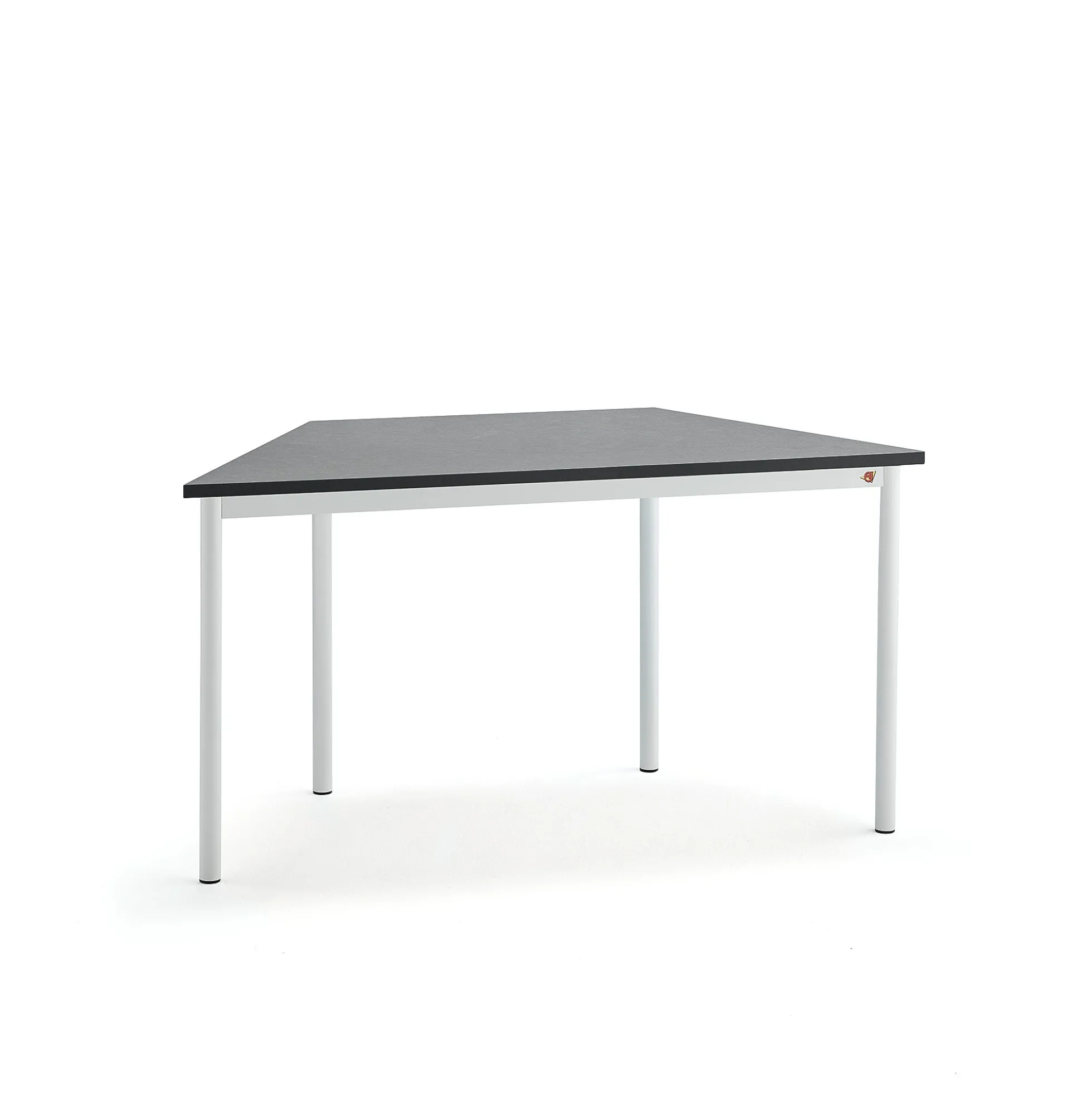 Pöytä SONITUS TRAPETS 1400x700x720 mm, tummanharmaa linoleumi, valkoinen