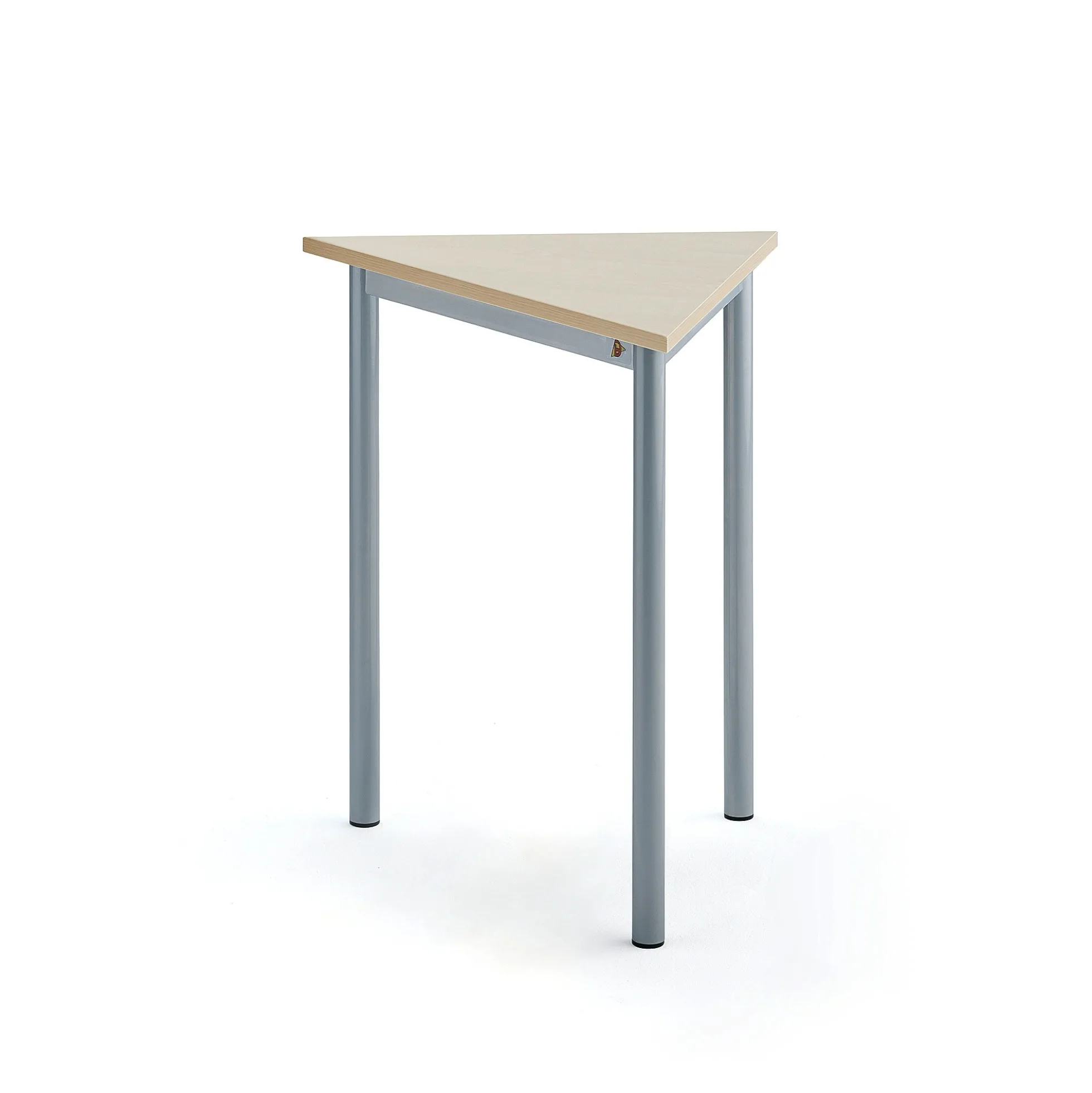 Pöytä SONITUS TRIANGEL 700x600x720 mm, korkeapainelaminaatti HPL, koivu, hopeanharmaa