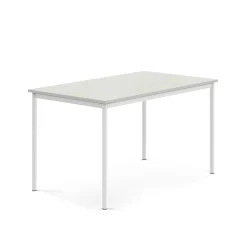 Pöytä SONITUS 1400x800x760 mm, korkeapainelaminaatti HPL, harmaa laminaatti, valkoinen