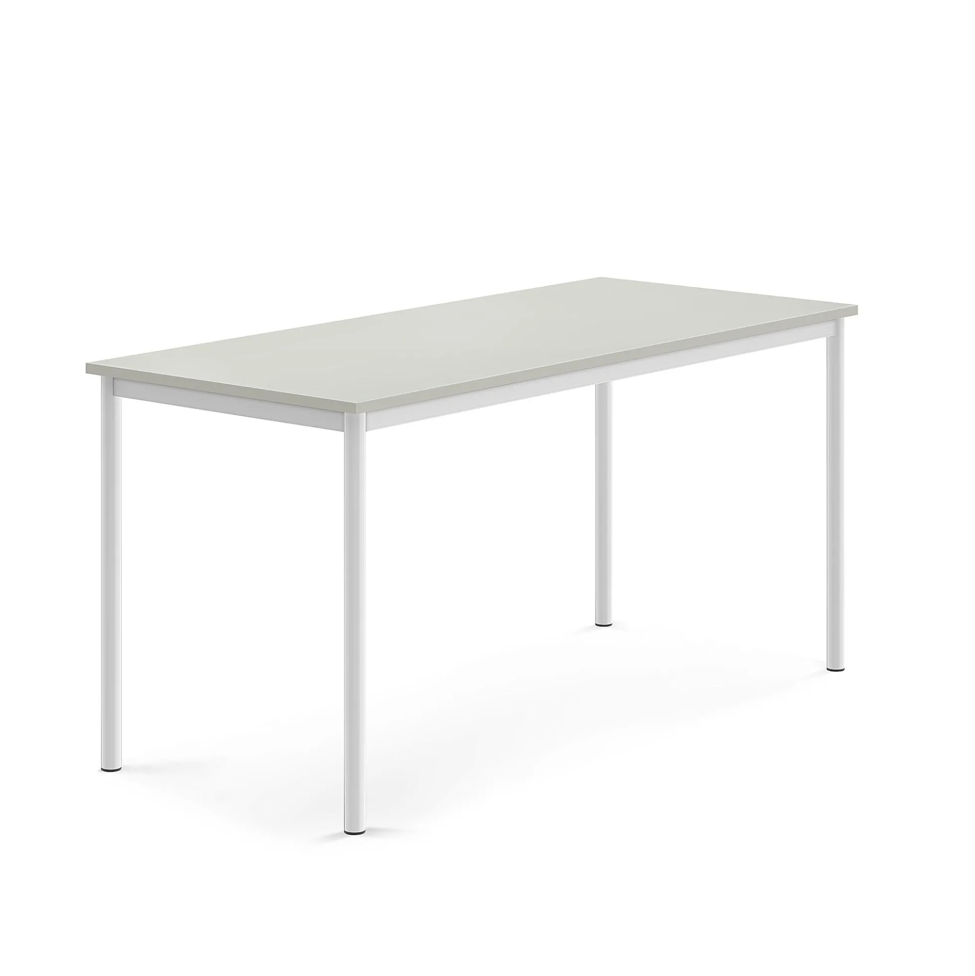 Pöytä SONITUS 1600x700x760 mm, korkeapainelaminaatti HPL, harmaa laminaatti, valkoinen