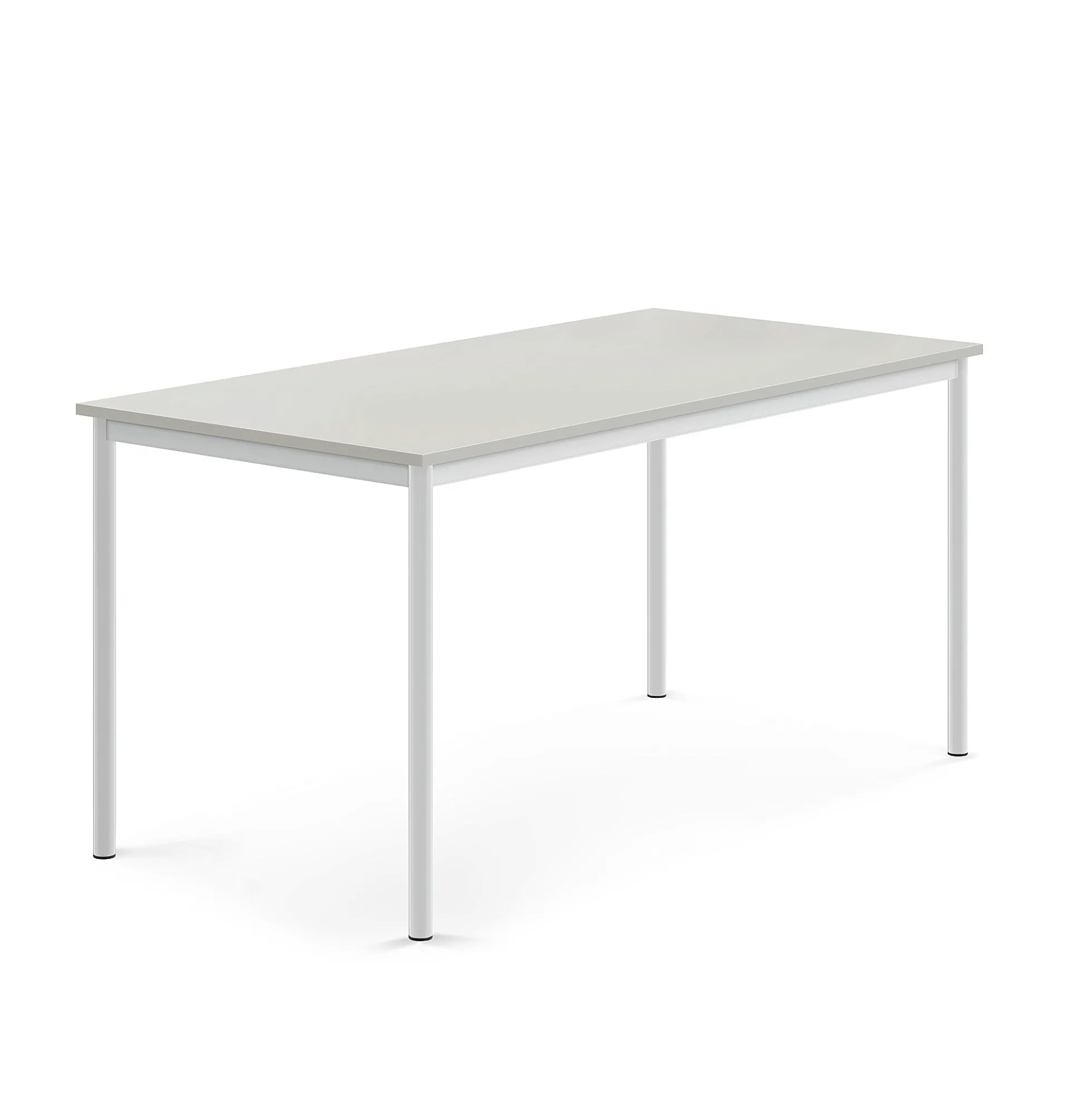 Pöytä SONITUS 1600x800x760 mm, korkeapainelaminaatti HPL, harmaa laminaatti, valkoinen