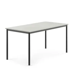 Pöytä SONITUS 1600x800x760 mm, korkeapainelaminaatti HPL, harmaa laminaatti, antrasiitinharmaa