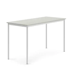 Pöytä SONITUS 1600x700x900 mm, korkeapainelaminaatti HPL, harmaa, valkoinen