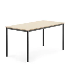 Pöytä SONITUS 1600x800x760 mm, korkeapainelaminaatti HPL, koivu, antrasiitinharmaa