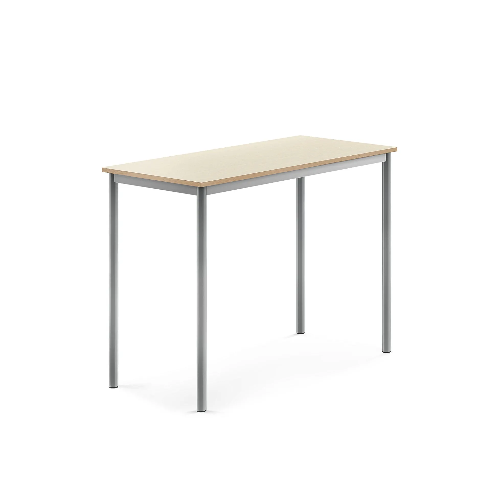 Pöytä SONITUS 1200x600x900 mm, korkeapainelaminaatti HPL, koivu, hopeanharmaa