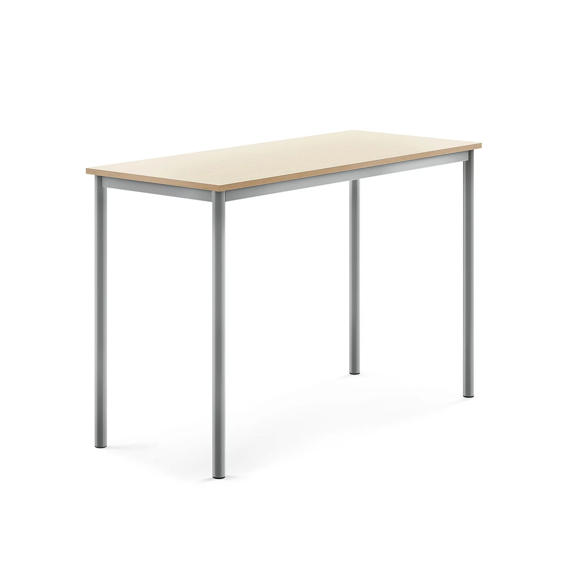Pöytä SONITUS 1400x600x900 mm, korkeapainelaminaatti HPL, koivu, hopeanharmaa