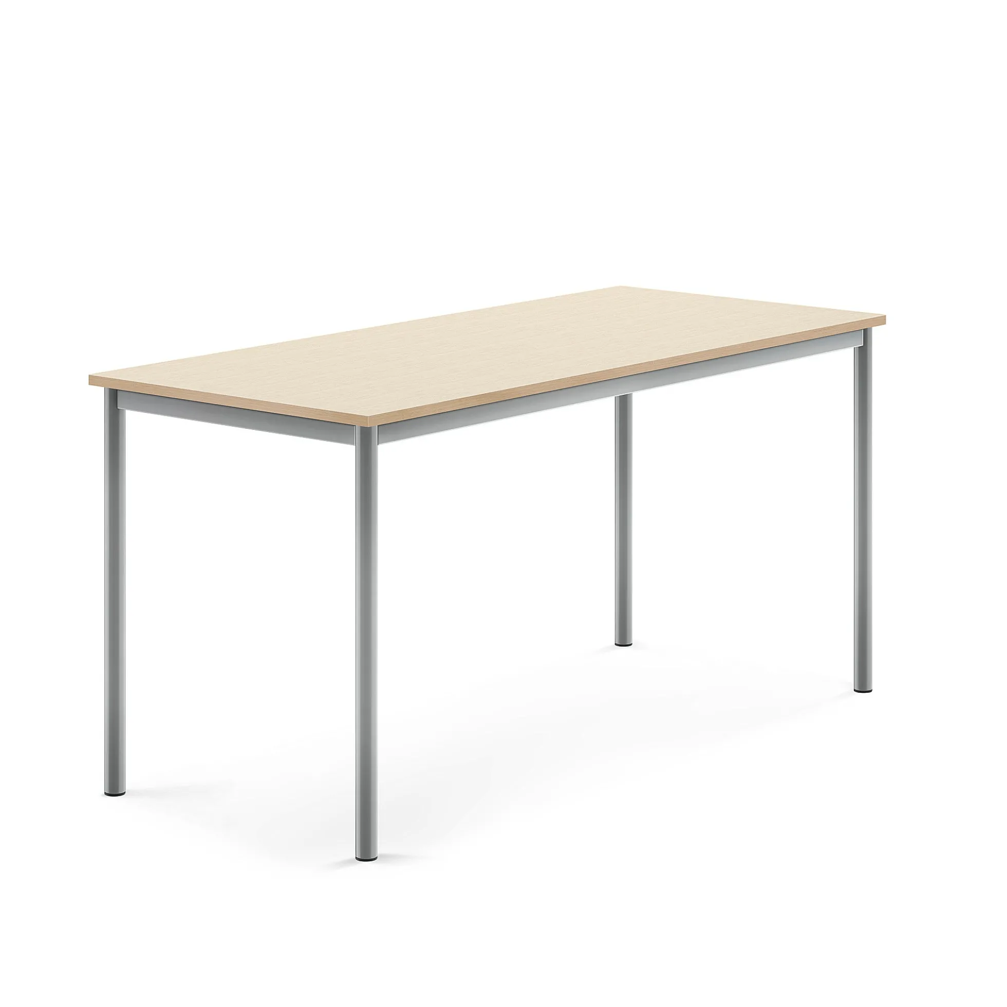 Pöytä SONITUS 1600x700x760 mm, korkeapainelaminaatti HPL, koivu, hopeanharmaa