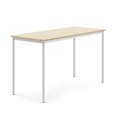 Pöytä SONITUS 1600x700x900 mm, korkeapainelaminaatti HPL, koivu, valkoinen