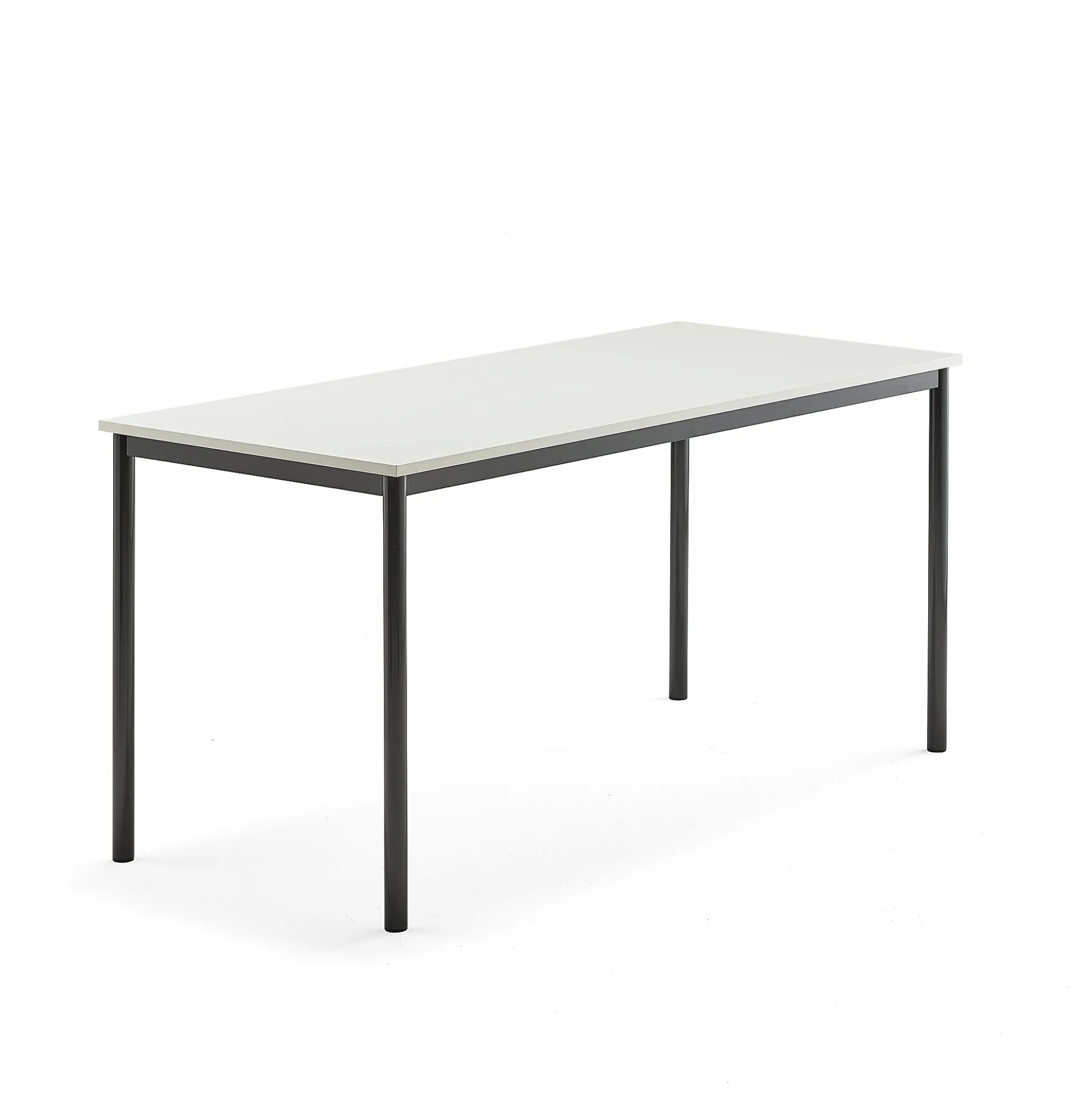 Pöytä SONITUS 1600x700x760 mm, korkeapainelaminaatti HPL, valkoinen, antrasiitinharmaa