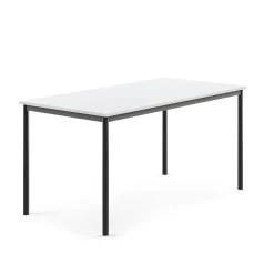 Pöytä SONITUS 1600x800x760 mm, korkeapainelaminaatti HPL, valkoinen, antrasiitinharmaa
