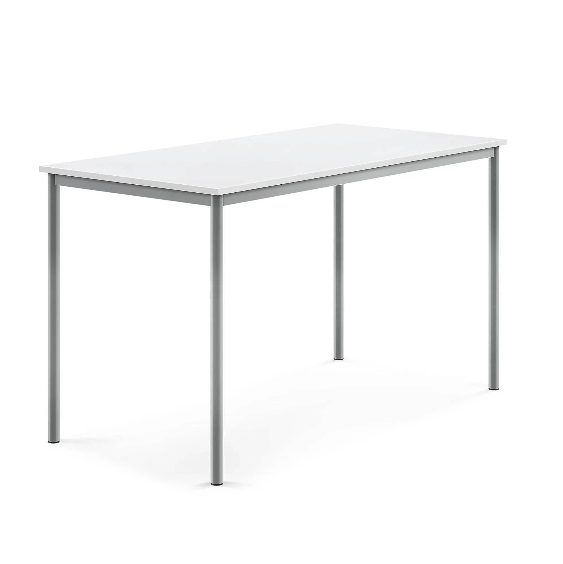 Pöytä SONITUS 1600x800x900 mm, korkeapainelaminaatti HPL, valkoinen, hopeanharmaa