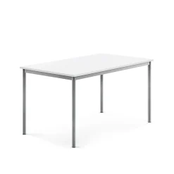 Pöytä SONITUS 1400x800x720 mm, korkeapainelaminaatti HPL, valkoinen, hopeanharmaa