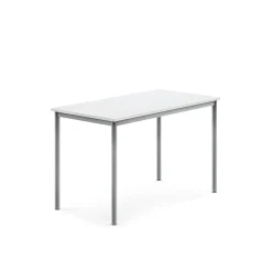 Pöytä SONITUS 1200x700x760 mm, korkeapainelaminaatti HPL, valkoinen, hopeanharmaa