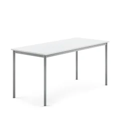 Pöytä SONITUS 1600x700x720 mm, korkeapainelaminaatti HPL, valkoinen, hopeanharmaa