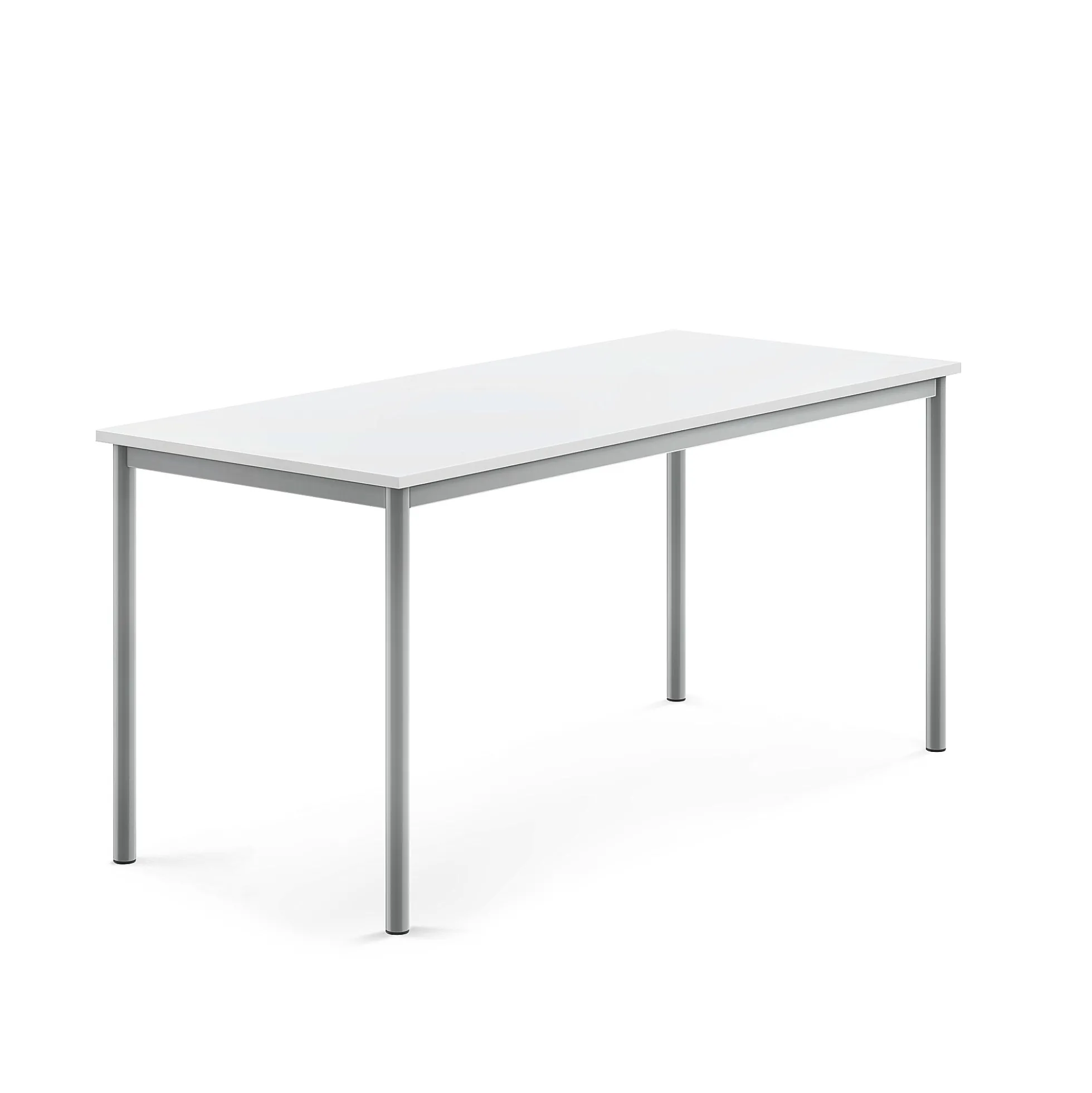 Pöytä SONITUS 1600x700x720 mm, korkeapainelaminaatti HPL, valkoinen, hopeanharmaa