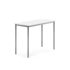 Pöytä SONITUS 1200x600x900 mm, korkeapainelaminaatti HPL, valkoinen, hopeanharmaa