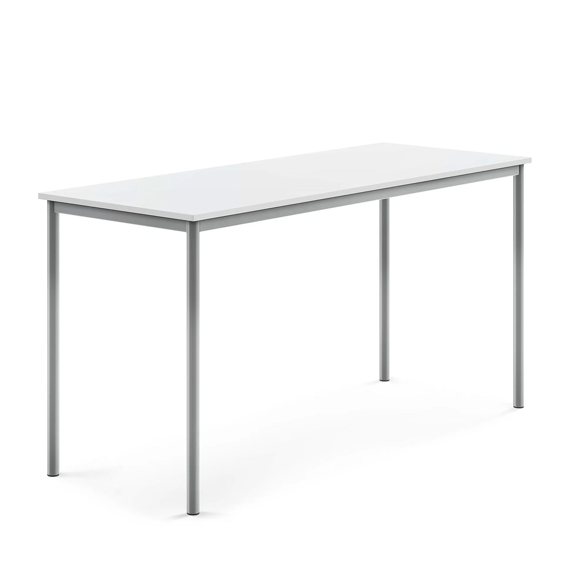 Pöytä SONITUS 1800x700x900 mm, korkeapainelaminaatti HPL, valkoinen, hopeanharmaa